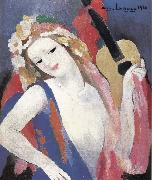 Portrait of gril holding the guitar Marie Laurencin